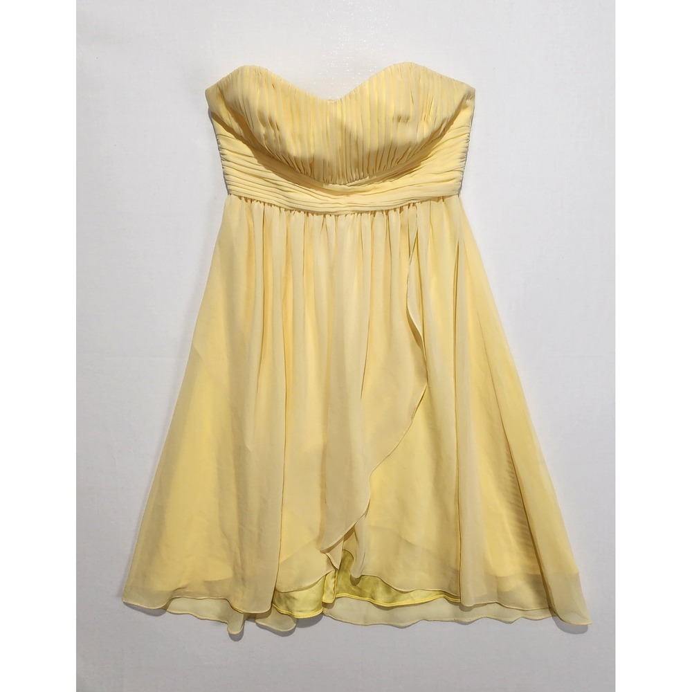 Hitherto‎ Women's 2 Yellow Strapless Chiffon Cocktail Party Bridesmaids Dress
